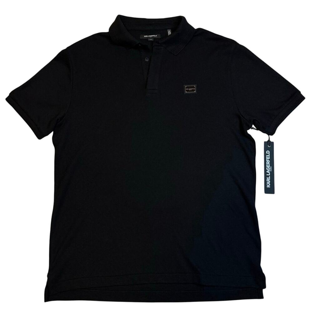 Karl Lagerfeld Paris Black Polo sz: LARGE  NEW WITH TAGS